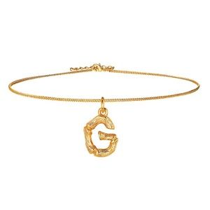 Initial gold bone/bamboo choker